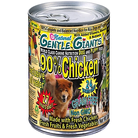 Gentle Giants Natural NON-GMO Dog and Puppy Chicken Pate Wet Dog Food, 13 oz. Can, Pack of 12