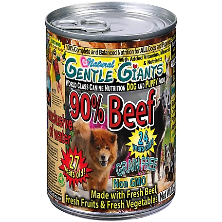 Gentle Giants Natural NON-GMO Dog and Puppy Beef Pate Wet Dog Food, 13 oz. Can, Pack of 12