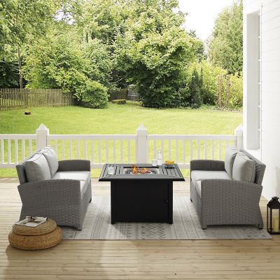 Image showing  3 pc. Wicker Loveseat Set with Fire Table