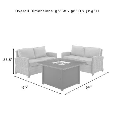 Image showing  3 pc. Wicker Loveseat Set with Fire Table