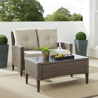 Crosley 2 pc. Rockport Outdoor High-Back Wicker Conversation Set