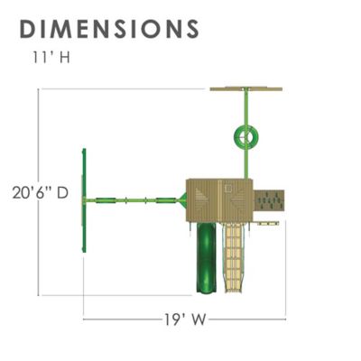 Image showing 9 th Gorilla Playsets Frontier Wood Swing Set with Wood Roof, 21 ft. 6 in. x 19 ft. x 11 ft., Ages 3-11