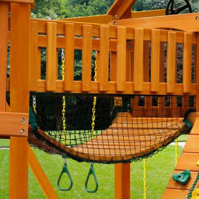 Image showing  Pioneer Peak Wood Swing Set with Green Vinyl Canopy, 22 ft. 6 in. x 23 ft. x 11 ft.