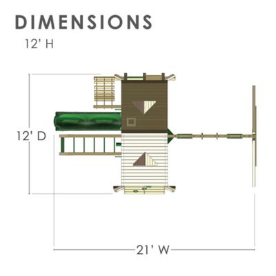 Image showing 9 th Gorilla Playsets Pioneer Peak Wood Swing Set with Green Vinyl Canopy, 22 ft. 6 in. x 23 ft. x 11 ft.