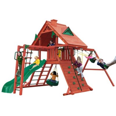 Gorilla Playsets Sun Palace II Wooden Swing Set with Monkey Bars, For Ages 3-11, 01-0013