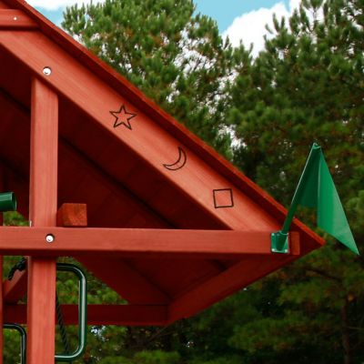 Image showing  Sun Palace II Wooden Swing Set with Monkey Bars, Ages 3-11