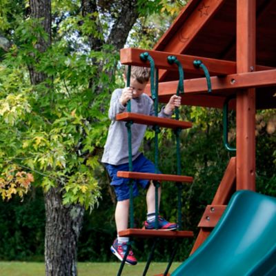 Image showing 5 th Gorilla Playsets Sun Palace II Wooden Swing Set with Monkey Bars, Ages 3-11