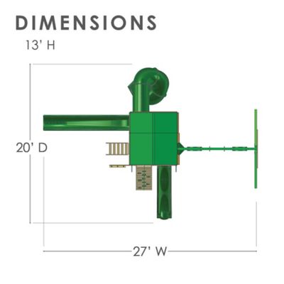 Image showing 9 th Gorilla Playsets Great Skye II Wood Swing Set, Deluxe Green Vinyl Canopy, 19 ft. 6 in. x 27 ft. x 13 ft., Age 3-11, 01-0031-AP-1