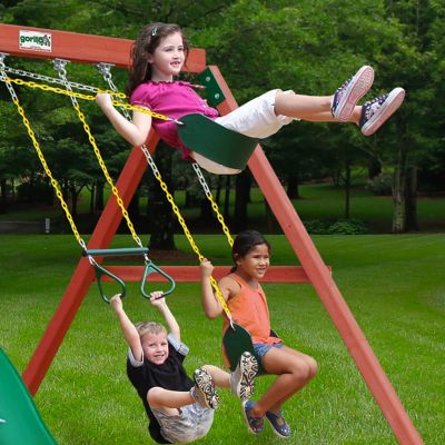 Gorilla Playsets Double Down II Wood Swing Set, 13 Ft. Diameter X 15 Ft ...