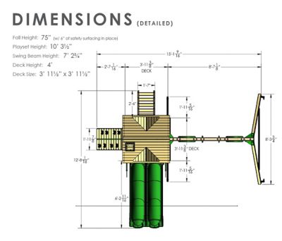 Image showing 9 th Gorilla Playsets Double Down II Wood Swing Set, 13 ft. Diameter x 15 ft. 6 in. x 10 ft. 6 in., Ages 3-11