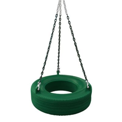 Gorilla Playsets 360-Degree Turbo Tire Swing with Spring Clips and Swivel, 125 lb. Capacity, Green, 27 in. x 8 in.