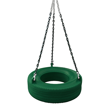 Gorilla Playsets 360-Degree Turbo Tire Swing with Spring Clips and Swivel, Green, 27 in. x 8 in., 125 lb. Capacity