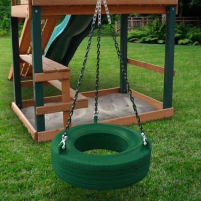Image showing  360-Degree Turbo Tire Swing with Spring Clips and Swivel, 125 lb. Capacity, Green, 27 in. x 8 in.