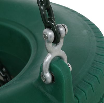 Image showing  360-Degree Turbo Tire Swing with Spring Clips and Swivel, 125 lb. Capacity, Green, 27 in. x 8 in.