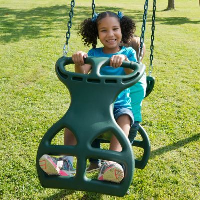 Image showing  Dual Ride Multi-Child Glider Swing, 150 lb. Capacity, Green, 38 in. x 16 in. x 24 in., Ages 3-11