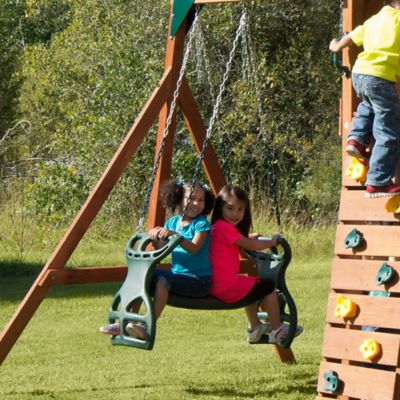 Image showing  Dual Ride Multi-Child Glider Swing, 150 lb. Capacity, Green, 38 in. x 16 in. x 24 in., Ages 3-11