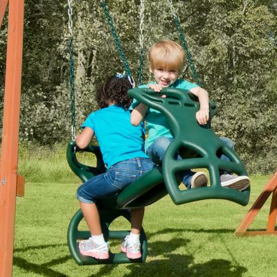 Image showing  Dual Ride Multi-Child Glider Swing, 150 lb. Capacity, Green, 38 in. x 16 in. x 24 in., Ages 3-11