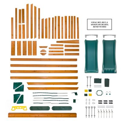 Image showing 6 th Gorilla Playsets Ranger Plus Wooden Playset, 144 in. x 131 in. x 92 in., 115 lb. Capacity per Swing