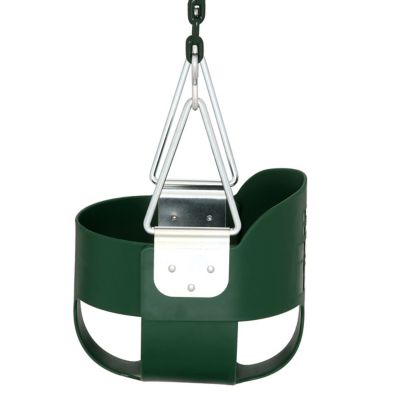 Image showing  Full Toddler Bucket Swing with Coated Chains, 50 lb. Capacity, Green, 61 in. x 12 in. x 10 in., Ages 2-4