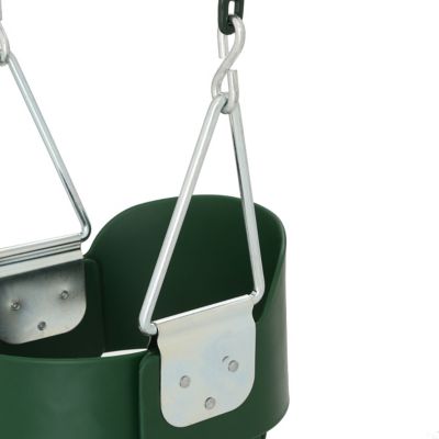 Image showing  Full Toddler Bucket Swing with Coated Chains, 50 lb. Capacity, Green, 61 in. x 12 in. x 10 in., Ages 2-4
