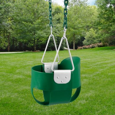 Image showing 7 th Gorilla Playsets Full Toddler Bucket Swing with Coated Chains, 50 lb. Capacity, Green, 61 in. x 12 in. x 10 in., Ages 2-4