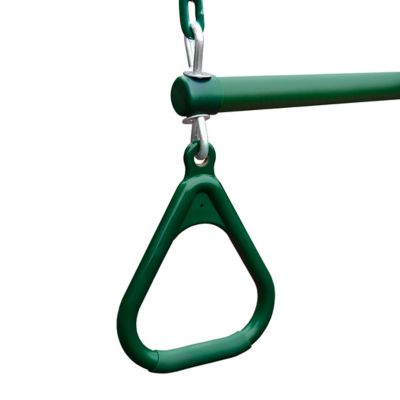 Image showing  17 in. Trapeze Bar Assembly with Rings and Coated Chains, 125 lb. Capacity, Ages 3-11, Green
