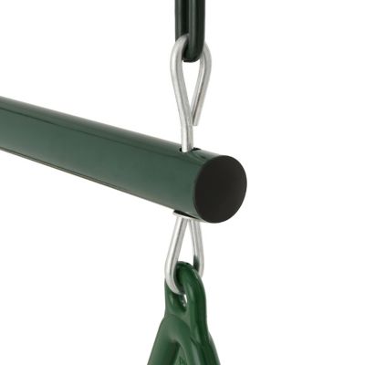 Image showing 5 th Gorilla Playsets 17 in. Trapeze Bar Assembly with Rings and Coated Chains, 125 lb. Capacity, Ages 3-11, Green