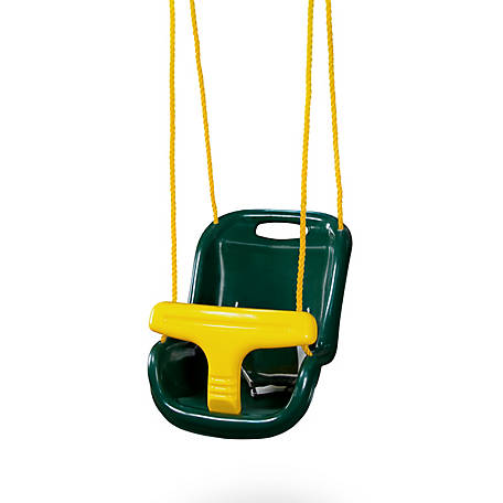 Gorilla Playsets High-Back Infant Swing, Green with Yellow Rope, 11 x 15 x 21 in., 35 lb. Capacity, for Ages 7 Months-3 Years