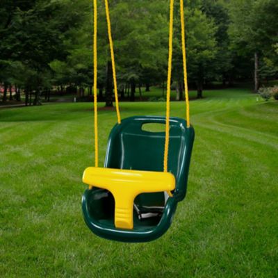 Image showing  High-Back Infant Swing, Green with Yellow Rope, 11 x 15 x 21 in., 35 lb. Capacity, for Ages 7 Months-3 Years