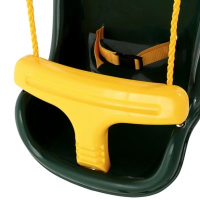 Image showing 5 th Gorilla Playsets 1-Person High-Back Infant Swing, Green with Yellow Rope, 11 in. x 15 in. x 21 in., For Ages 7 Months-3 Years