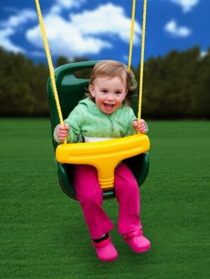Image showing 8 th Gorilla Playsets 1-Person High-Back Infant Swing, Green with Yellow Rope, 11 in. x 15 in. x 21 in., For Ages 7 Months-3 Years