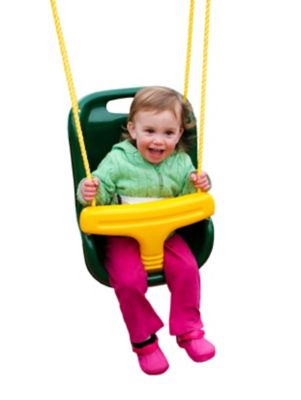 Image showing 9 th Gorilla Playsets 1-Person High-Back Infant Swing, Green with Yellow Rope, 11 in. x 15 in. x 21 in., For Ages 7 Months-3 Years