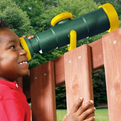 Image showing 5 th Gorilla Playsets Toy Telescope with Working Compass, Non-Magnifying, 12 in. x 3.5 in. x 3.5 in., Green/Yellow
