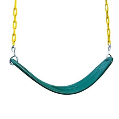 Gorilla Playsets Heavy-Duty Swing Seat with Coated Chains, 250 lb. Capacity, Green/Yellow, Ages 3-11