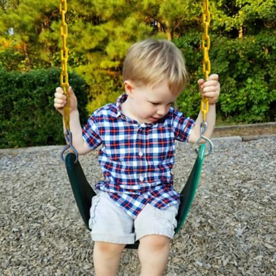 Image showing  Heavy-Duty Swing Seat with Coated Chains, 250 lb. Capacity, Green/Yellow, Ages 3-11
