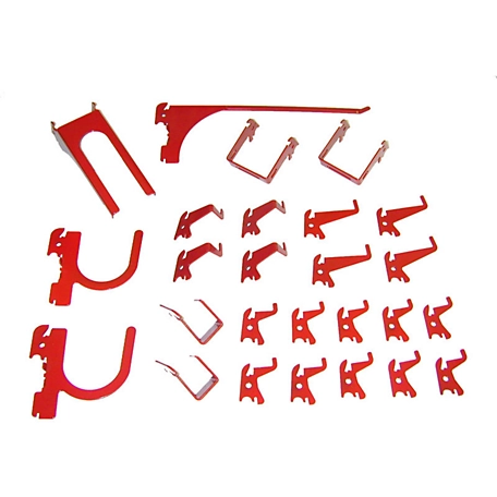 Wall Control Industrial Tool Board Slotted Hook, Assortment, Red, 26 pc.