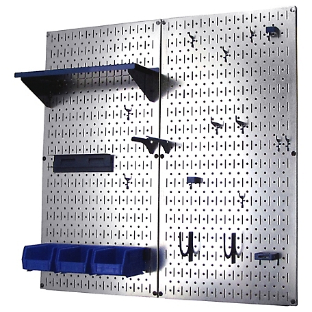 Wall Control 32 in. x 32 in. Industrial Metal Pegboard Utility Tool Storage  Kit, Galvanized Steel/Blue