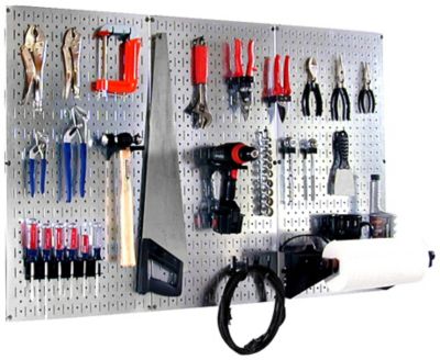 Wall Control 32 in. x 48 in. Industrial Metal Pegboard Basic Tool Organizer Kit, Galvanized Steel/Black