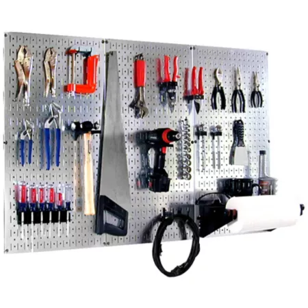 Wall control 32 in x 48 in Basic Tool Organizer Kit for Industrial Metal Pegboard Galvanized Steel/Black Pegboards