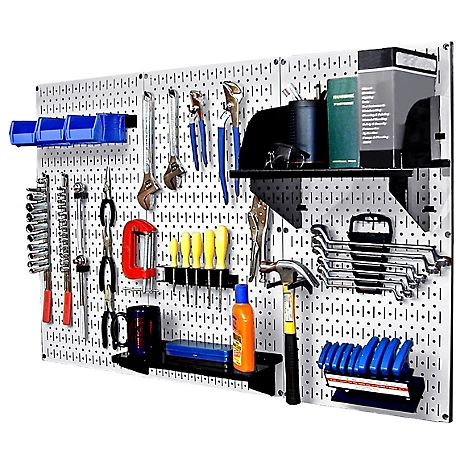 Wall Control 32 in. x 48 in. Industrial Metal Pegboard Standard Tool Storage Kit, White/Black