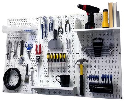 Wall Control 32 in. x 48 in. Industrial Metal Pegboard Standard Tool Storage Kit, White/White