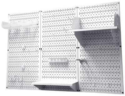 Image showing  32 in. x 48 in. Industrial Metal Pegboard Standard Tool Storage Kit, White/White