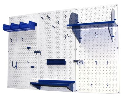 Image showing  32 in. x 48 in. Industrial Metal Pegboard Standard Tool Storage Kit, White/Blue