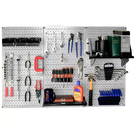 Wall Control Industrial Metal Pegboard Standard Tool Storage Kit 32" x 48" Gray/Black Pegboards