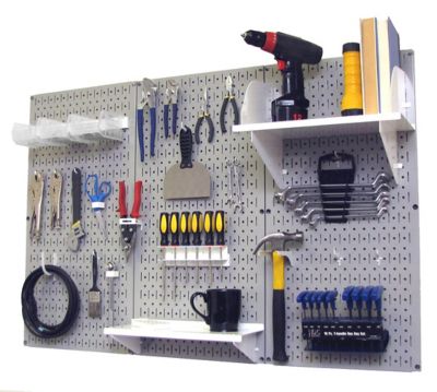 Wall Control 32 in. x 48 in. Industrial Metal Pegboard Standard Tool Storage Kit, Gray/White