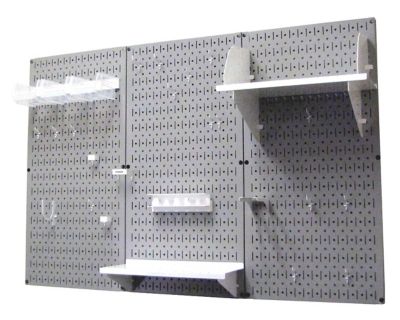 Image showing  32 in. x 48 in. Industrial Metal Pegboard Standard Tool Storage Kit, Gray/White