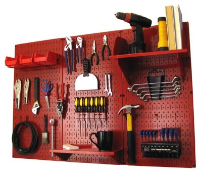 Wall Control 32 in. x 48 in. Industrial Metal Pegboard Standard Tool Storage Kit, Red/Red