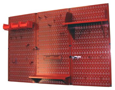 Image showing  32 in. x 48 in. Industrial Metal Pegboard Standard Tool Storage Kit, Red/Red