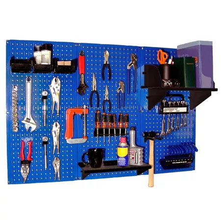 Wall control 32 in x 48 in Industrial Metal Pegboard Standard Tool Organizer Kit Blue/Black Pegboards