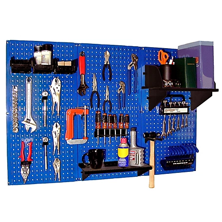 Wall Control 32 in. x 48 in. Industrial Metal Pegboard Standard Tool Storage Kit, Blue/Black